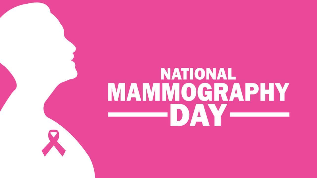 Silhouette of a woman with a pink ribbon for breast cancer awareness on pink background.