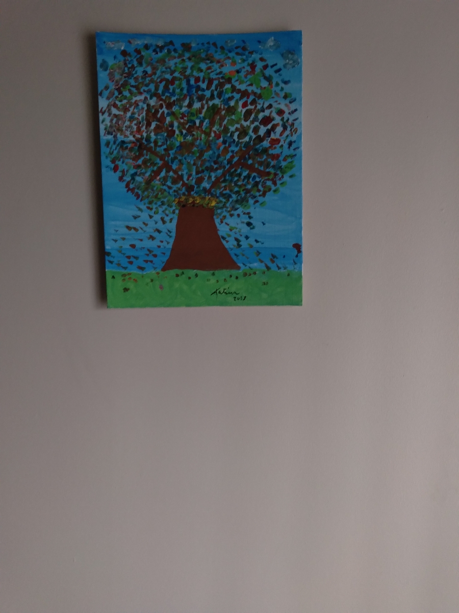 Katrina Smith says her painting of this tree reminds her of her trip to her mom's birthplace in Daytona Beach, Florida